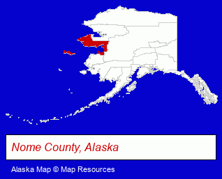 Alaska map, showing the general location of Bering Strait School District