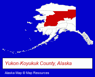 Alaska map, showing the general location of Galena City School District