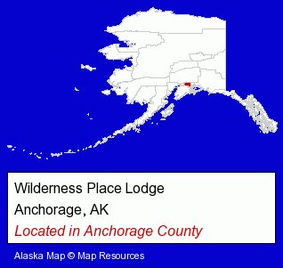 Alaska counties map, showing the general location of Wilderness Place Lodge