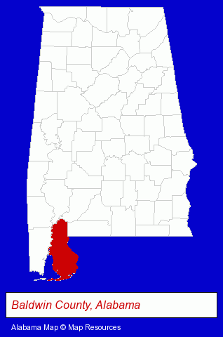 Alabama map, showing the general location of Carr Allison Pugh Howard