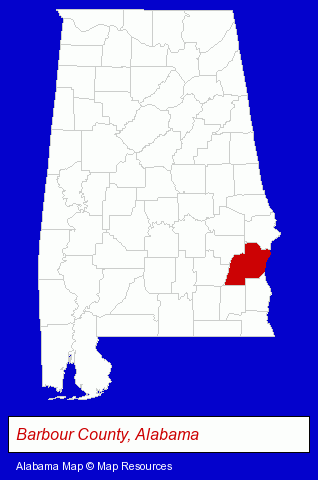 Alabama map, showing the general location of Johnny's Golf Carts