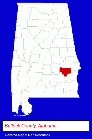 Alabama map, showing the general location of Penn & Seaborn