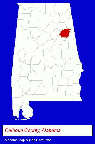 Alabama map, showing the general location of Hubbard & Knight