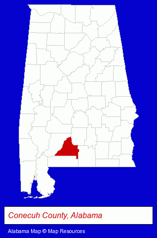 Alabama map, showing the general location of Pugh & Son Inc
