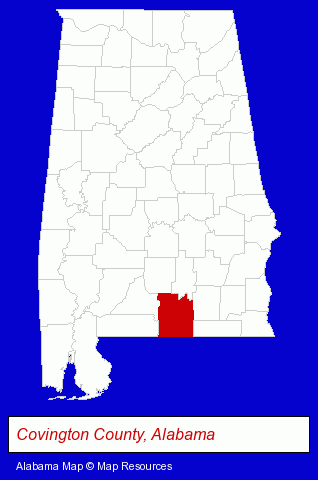 Alabama map, showing the general location of Henderson Sewing Machine Company