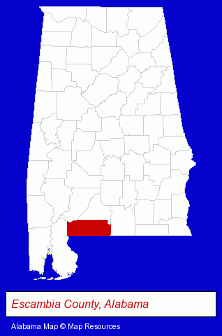 Alabama map, showing the general location of Bank of Brewton