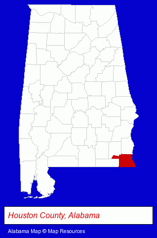 Alabama map, showing the general location of Dothan Community Church