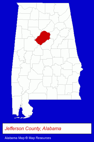 Alabama map, showing the general location of Richter Landscape Company
