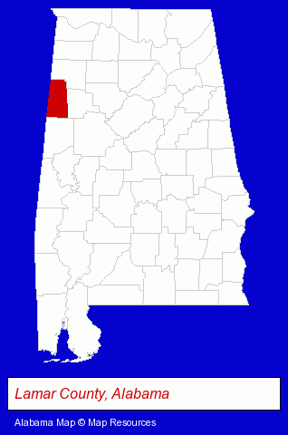 Alabama map, showing the general location of Bank of Vernon