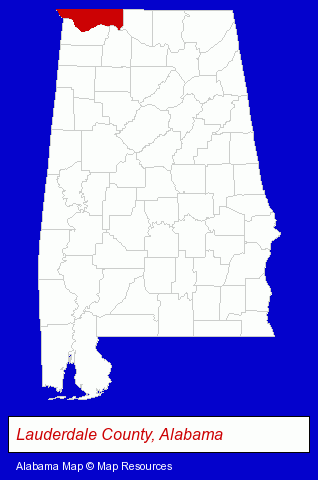 Alabama map, showing the general location of Shoals Provision Inc