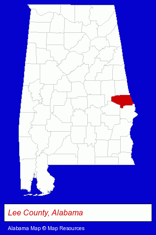Alabama map, showing the general location of Opelika RV Center
