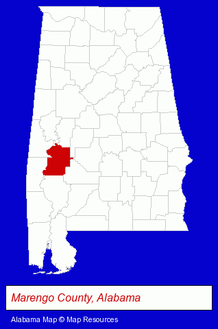 Alabama map, showing the general location of Robertson Banking Company