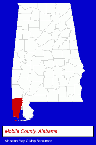 Alabama map, showing the general location of Carrington Foods Company