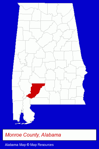 Alabama map, showing the general location of Watson Conrad Air Conditioning Inc
