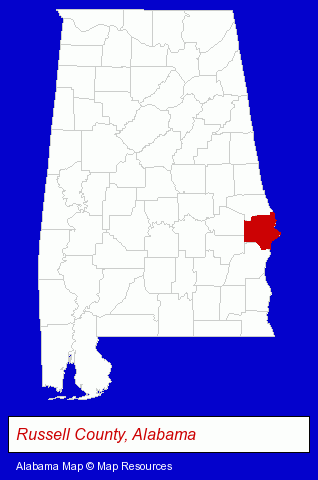 Russell County, Alabama locator map