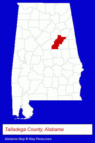 Alabama map, showing the general location of Munford Middle School