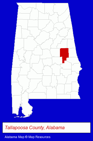 Alabama map, showing the general location of Robinson Iron Corporation