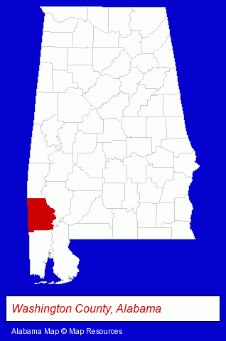 Alabama map, showing the general location of Washington County Board-Educ