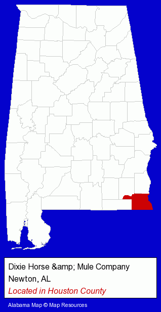 Alabama counties map, showing the general location of Dixie Horse & Mule Company