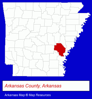 Arkansas map, showing the general location of Rice Hull Specialty Products
