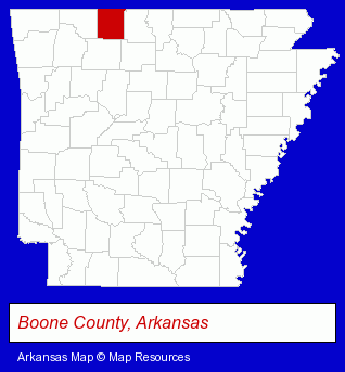 Arkansas map, showing the general location of Dr. Robert C Doshier