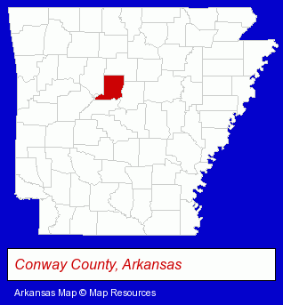Arkansas map, showing the general location of Petit Jean State Bank