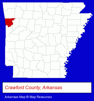 Arkansas map, showing the general location of Crabtree RV Center