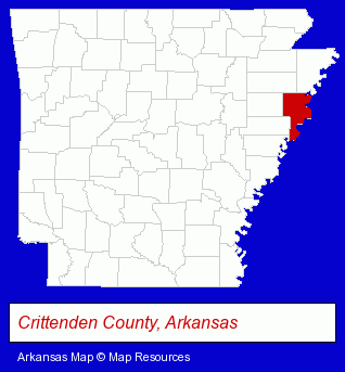 Arkansas map, showing the general location of Marion School District