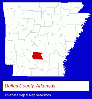 Arkansas map, showing the general location of Fordyce School District