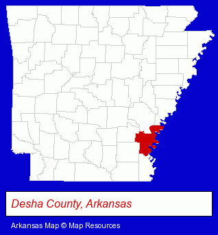 Arkansas map, showing the general location of Wire Industries