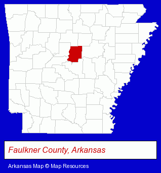 Arkansas map, showing the general location of Pumpcon International