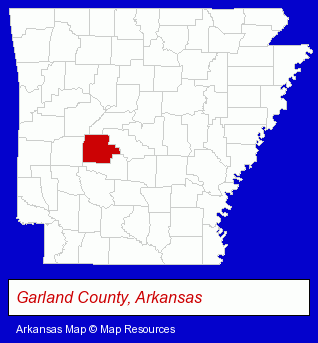 Arkansas map, showing the general location of Teen Challenge of Arkansas Inc