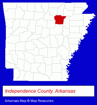 Arkansas map, showing the general location of Lacroix Optical Company