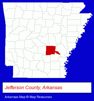 Arkansas map, showing the general location of University of Arkansas-Pine Bluff