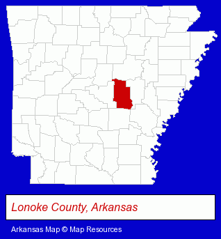 Arkansas map, showing the general location of Trailer Country
