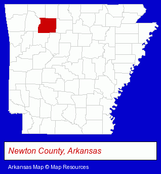 Arkansas map, showing the general location of Newton County Library