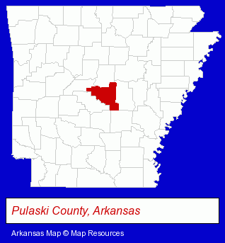 Arkansas map, showing the general location of Bank of Little Rock