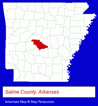 Arkansas map, showing the general location of Birch Tree Communities Inc