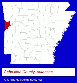 Arkansas map, showing the general location of Fort Smith Tan Company
