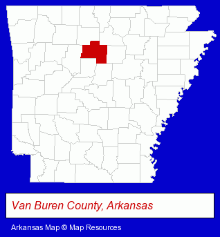 Arkansas map, showing the general location of Faye's Diamond Mine