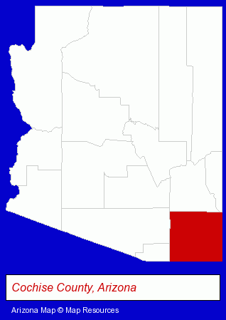Arizona map, showing the general location of Sunglow Ranch
