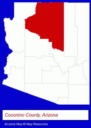 Arizona map, showing the general location of Lake Powell Realty