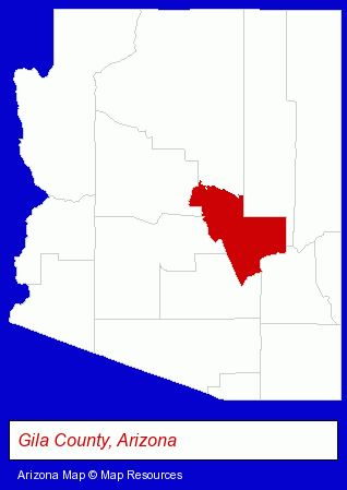 Arizona map, showing the general location of Payson Roundup