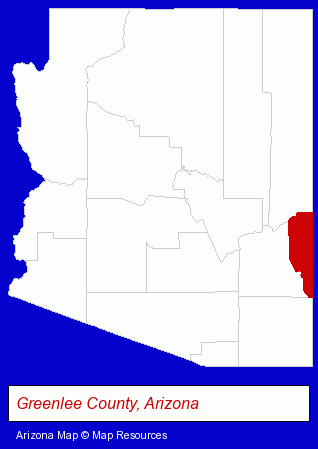 Arizona map, showing the general location of Simpson Hotel