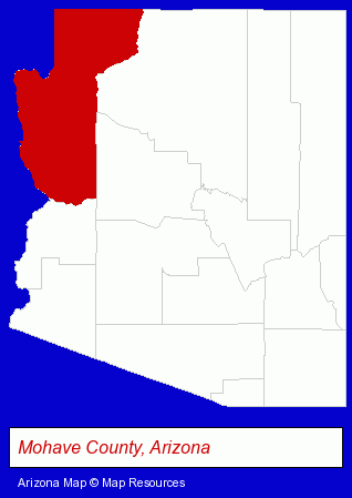 Arizona map, showing the general location of Havasu Falls RV Resort