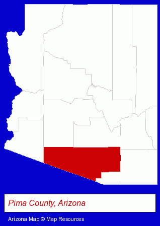 Arizona map, showing the general location of Desert Wildlife Services