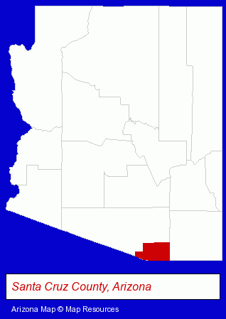 Arizona map, showing the general location of Santa Cruz Chili & Spice