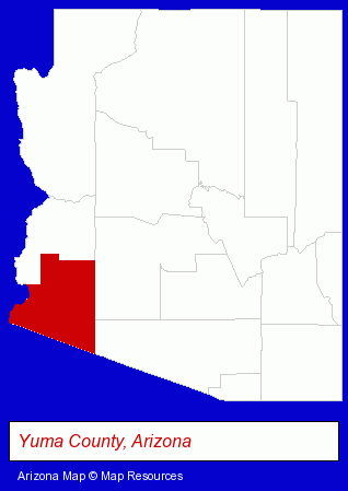 Arizona map, showing the general location of Dr. Dennis R Wong