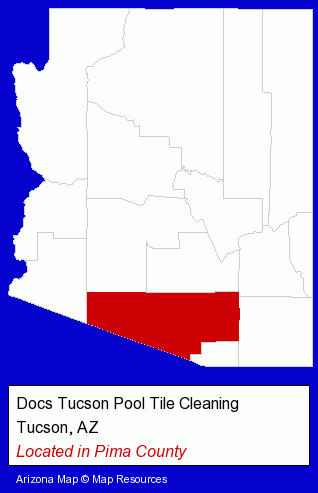 Arizona counties map, showing the general location of Docs Tucson Pool Tile Cleaning