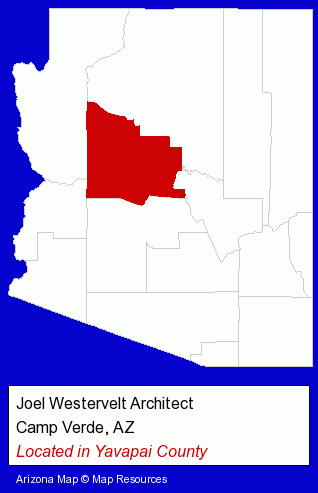 Arizona counties map, showing the general location of Joel Westervelt Architect